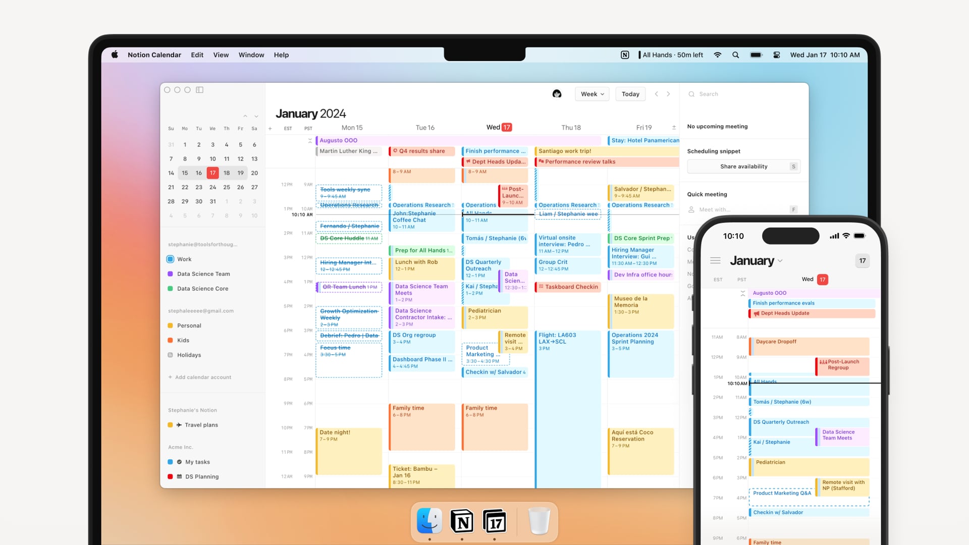 Screenshot of app Notion Calendar