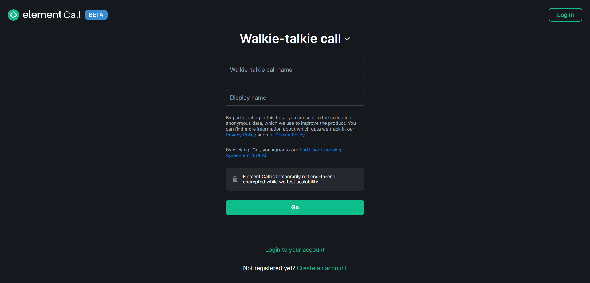 Screenshot of app Element Call