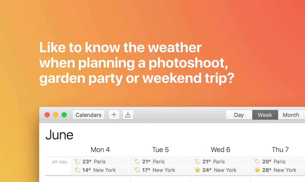 Screenshot of app Weather in your Calendar